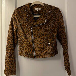 WYLDR Leopard print faux suede biker jacket